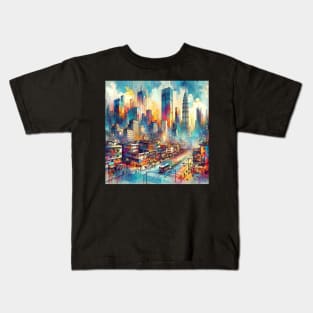 City Vibrance: Dynamic Urban Tapestry Kids T-Shirt